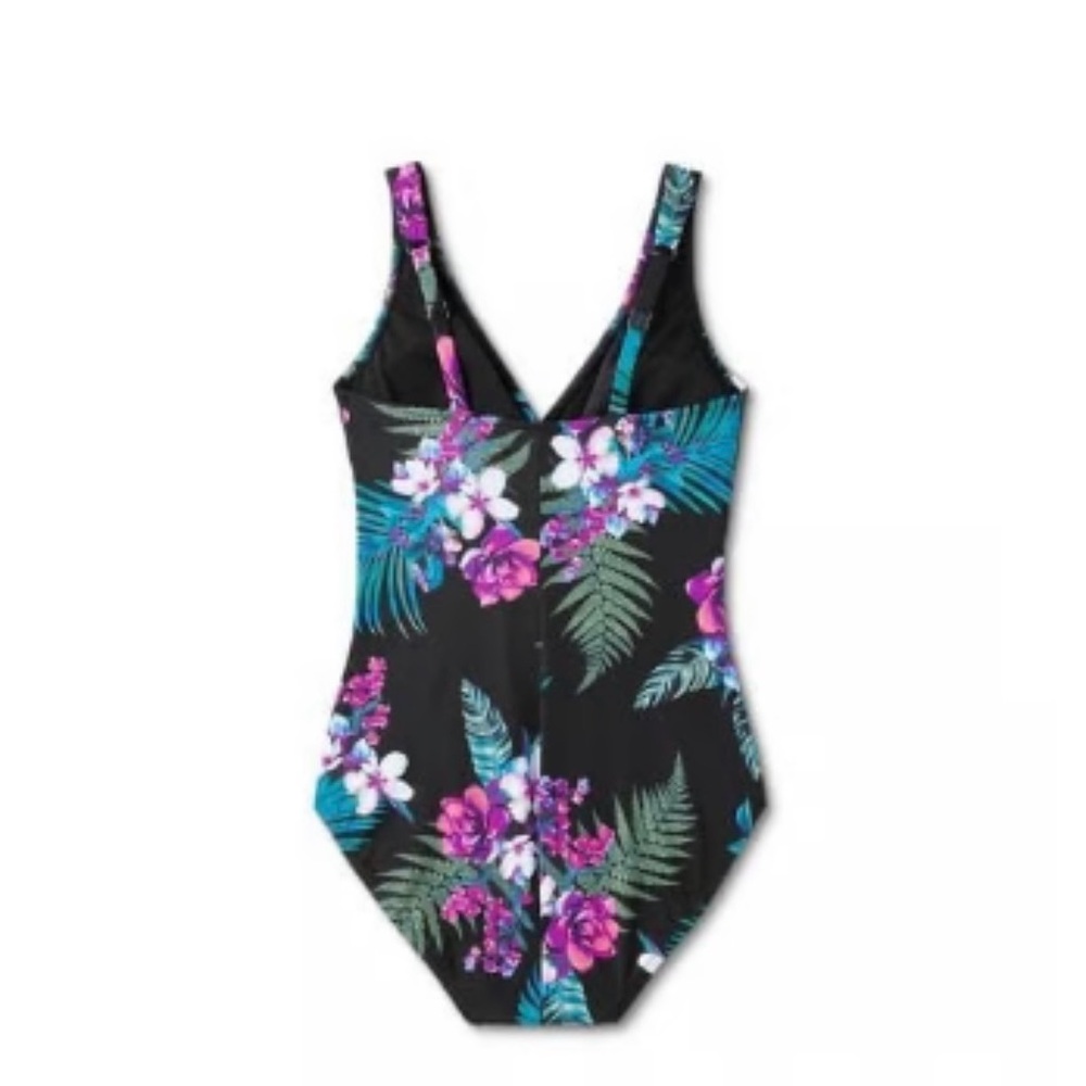 Floral women Swimwear - Black and Purple